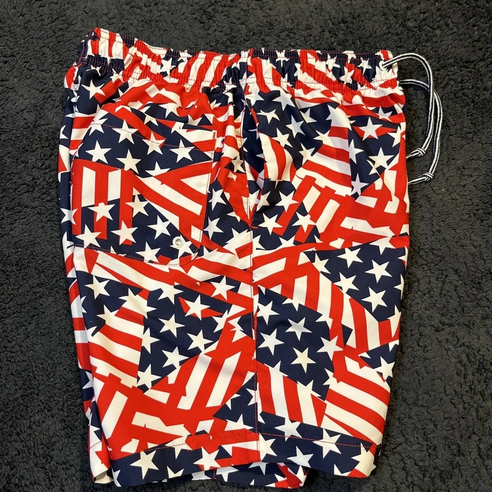 Speedo Swim Trunks Shorts men's Small Stars Stripes mesh lined Americana USA